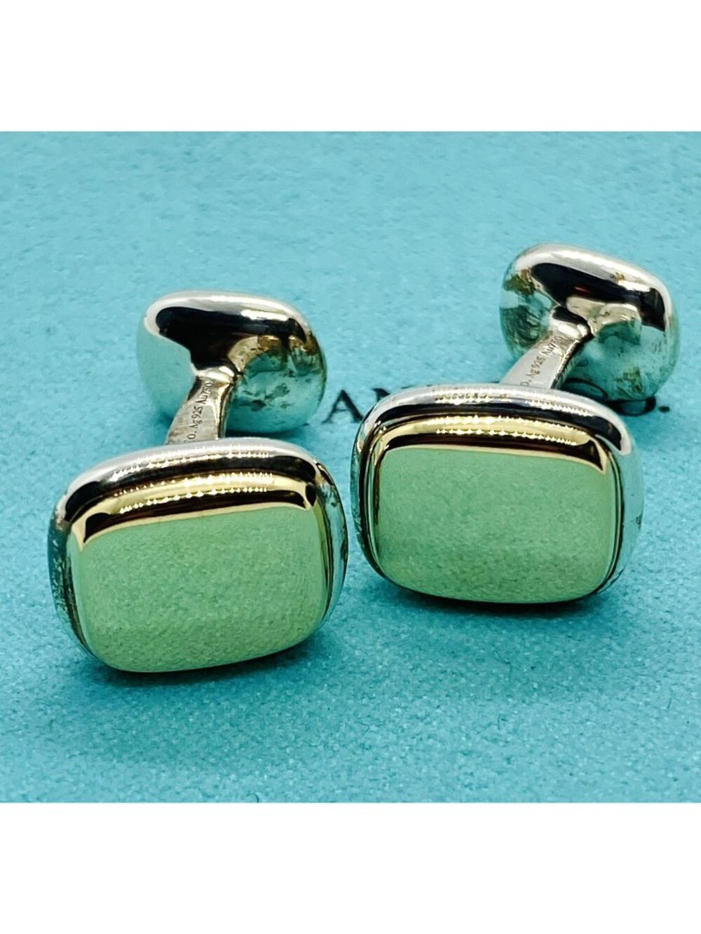 Tiffany & Co Sterling Silver 925 18K Cushion Cufflinks
